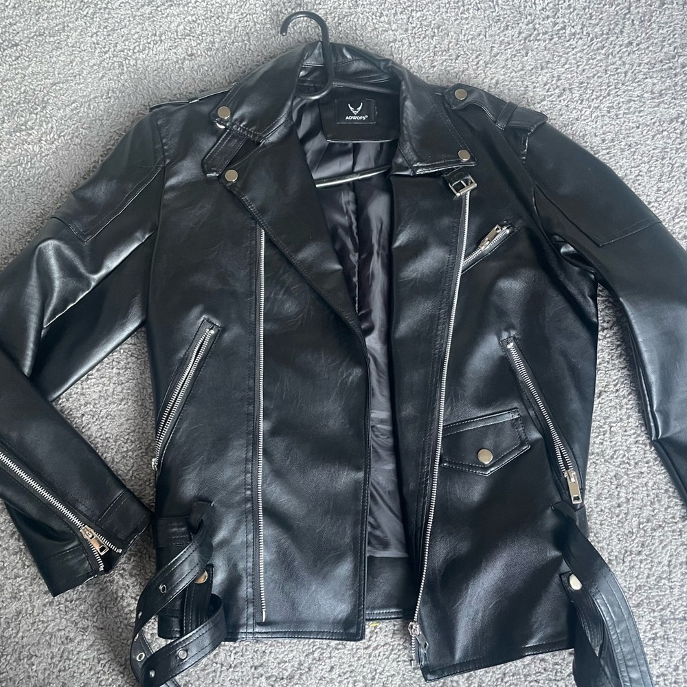 Oversized faux leather jacket